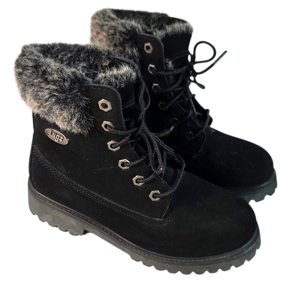 Lugz Women's Black Combat Boots with Faux Fur